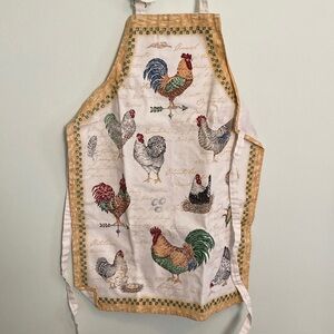 Farmhouse Rooster Apron with Tan Border